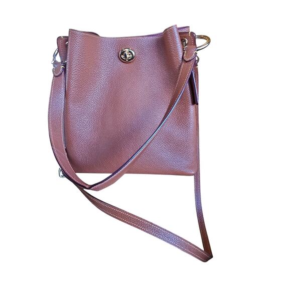 ❤️ Coach 55200 Polished Pebble Leather Charlie Bucket Cognac Crossbody - Picture 2 of 11